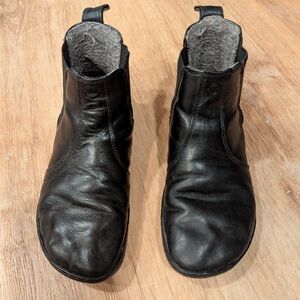 Mukishoes Barefoot Chelsea Boots Black Leather Wool Lined Women's 39 EU/8 US